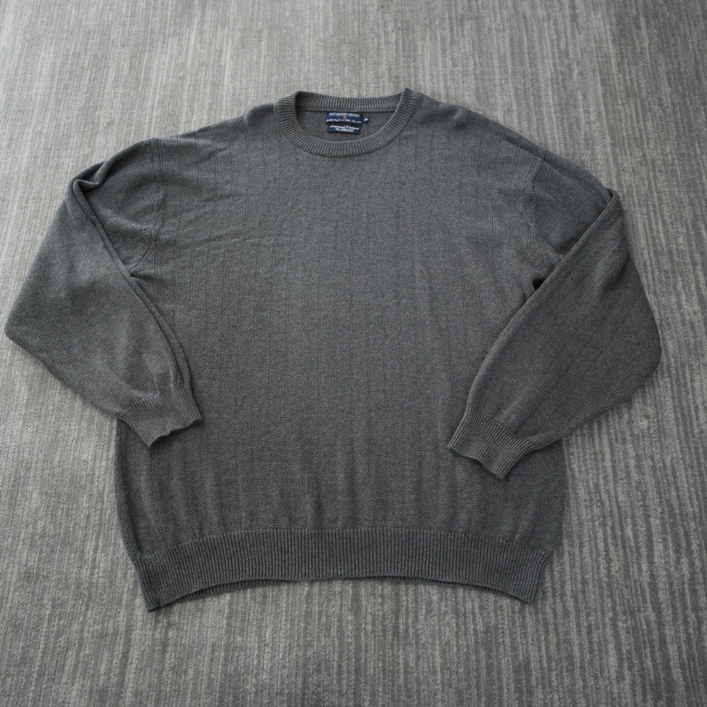 Hathaway Sweater‎ Men Gray Solid Vintage Pullover Crew Neck Long Sleeve 2XL